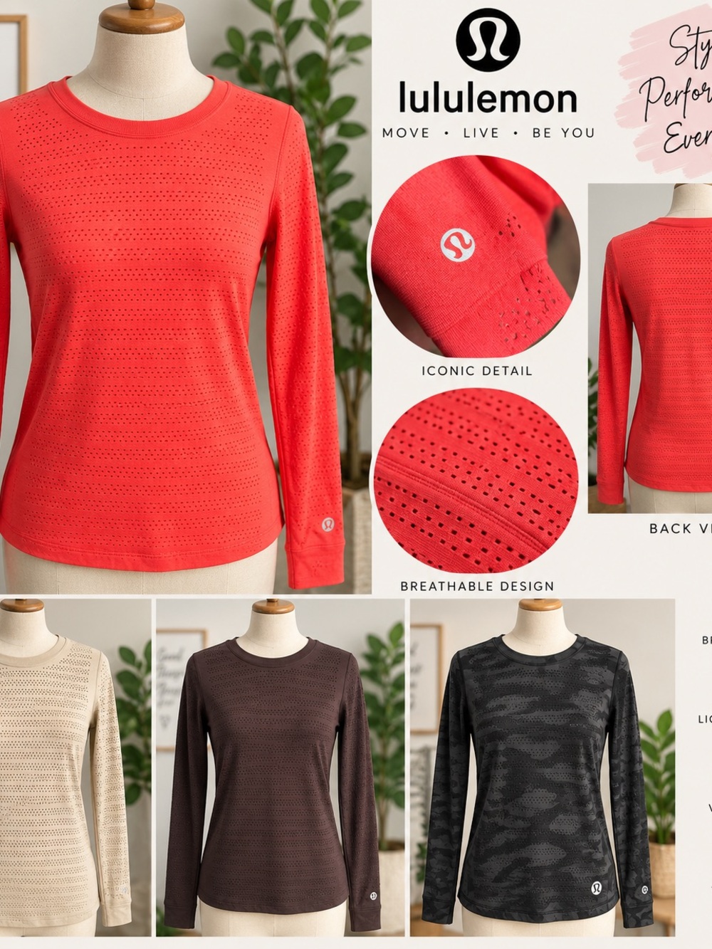 lululemon athletica Perforated Crew BUNDLE - six different colors!